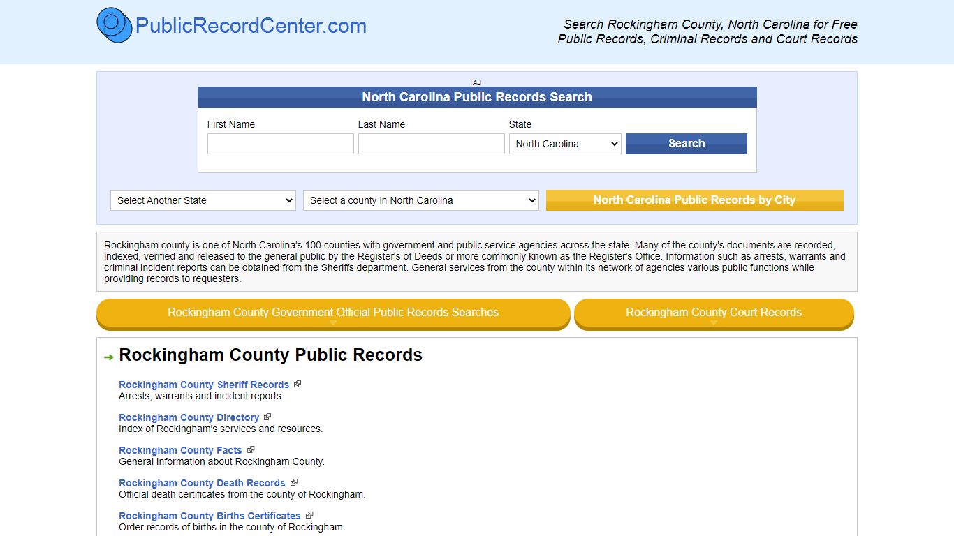 Rockingham County North Carolina Free Public Records ...